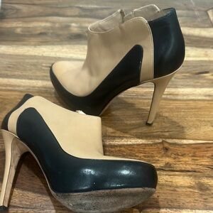 Guess by Marciano Black and Tan Heeled Boots